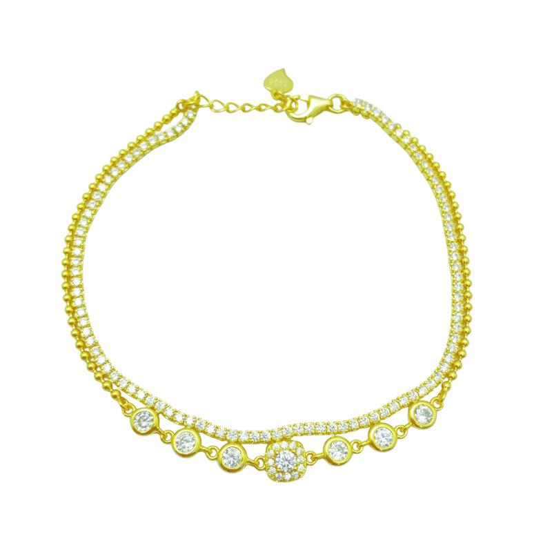 S925 Sterlingsilber Rundes Diamant-Blasenarmband - Nischendesign, Schlichter & Luxuriöser Verstellbarer Damenschmuck