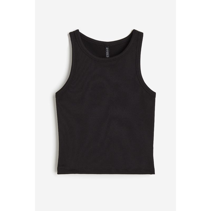 

HM Женская одежда Жилет Летний Приталенный В рубчик Узкий край Удобное Нижнее белье Базовая Короткая куртка 1206248 Black 150/76A