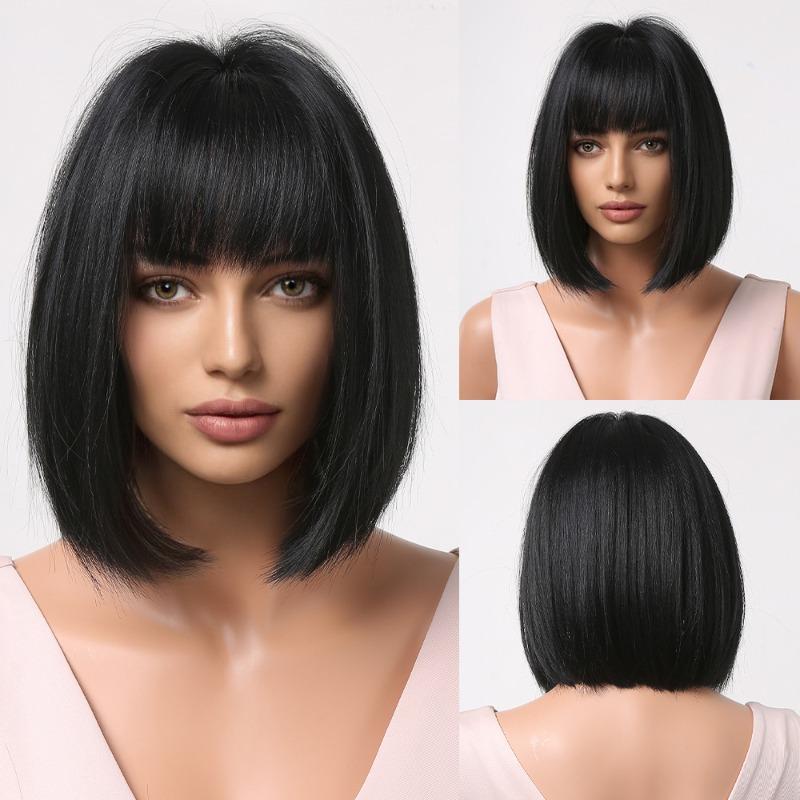 

Short Straight Bob Hair Synthetic Wigs for Women Brown Straight Natural Wigs
