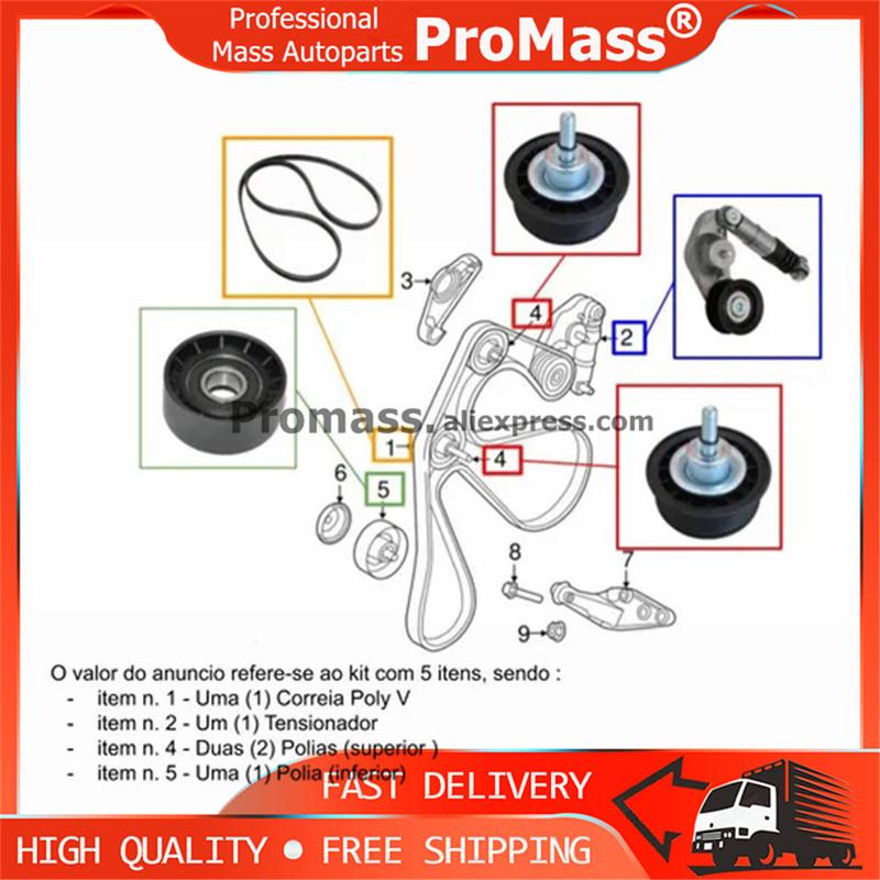 

Belt Tensioner LR034128 Belt LR066153 Belt Idler Upper LR028878 Lower LR028879 For Freelander Range Rover Evoque DiscoverySport