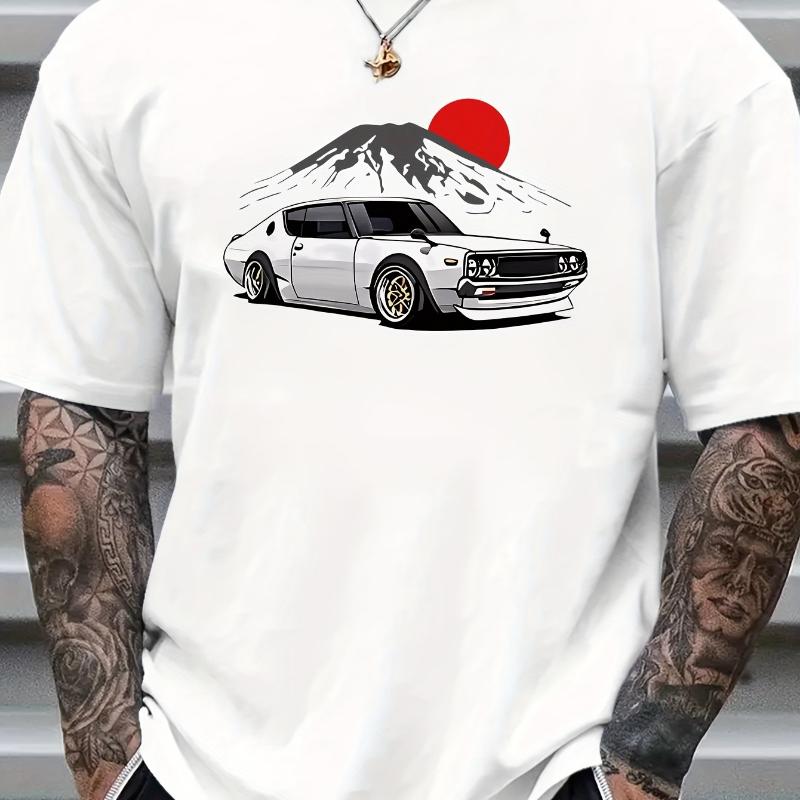 

Japanese Car & Mount Fuji T-Shirt,Soft Breathable & Fade-Resistant, Classic Fit for Daily Casual Wear XXL білий