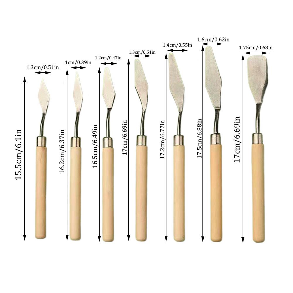 1 sada/3 sady Škrabka na olejomalbu Sada špachtlí Dřevěná rukojeť Paletový nůž Umělecká barva Gouache Malířská škrabka
