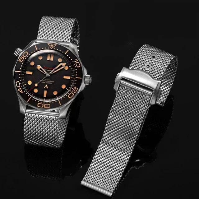 For Omega 007 Milan watch strap seahorse 300 flawless death Observatory rhubarb bee steel bracelet 20mm Watchbands