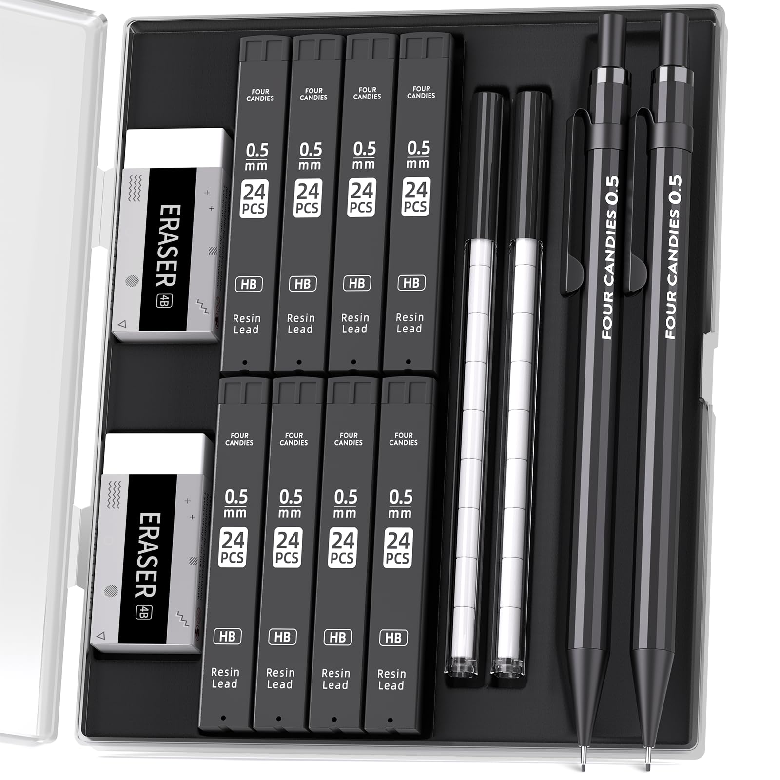 Four Candies Metal Mechanical Set of 2 0.5mm Pencils,