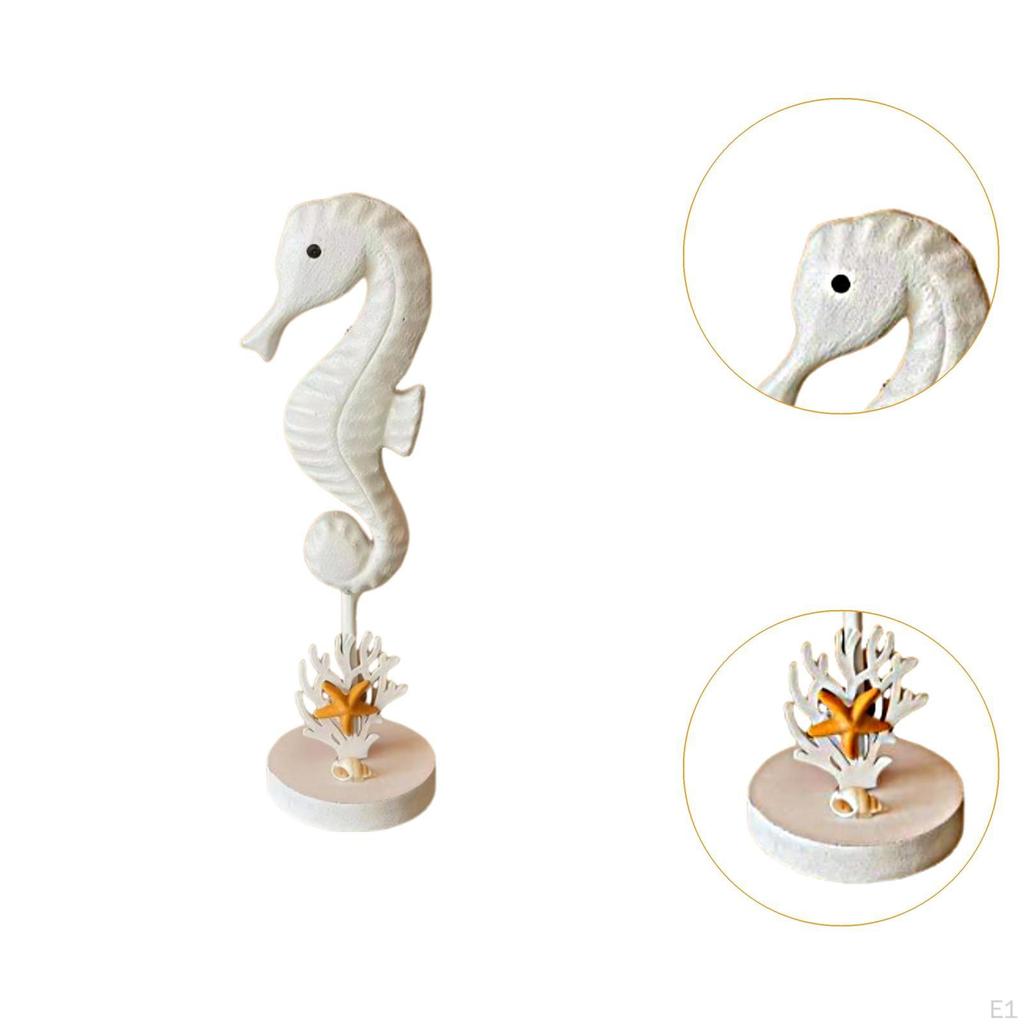 Sea Horse Figurine Seahorse Statue Beach Decoration Wooden for Cafe Hotel Home