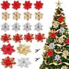 Large Artificial Christmas Flowers Glitter Xmas Tree Ornaments DIY Wreath Simulation Floral Wedding New Year Party Home Decor