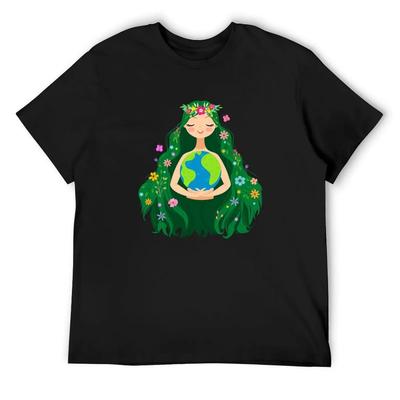 Beautiful Flowing Flower Earth Mother Figure T-Shirt Plus Sizes Vintage Clothes Aesthetic Clothes Vintage T Shirt Men