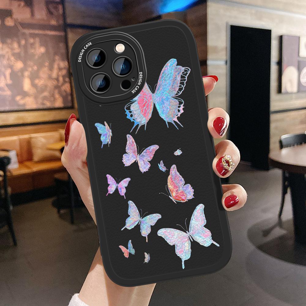 

Тонкий чехол для телефона с рисунком цветов тюльпанов из мягкого силикона и искусственной кожи для Samsung Xiaomi Poco Redmi Redmi 10C чёрный