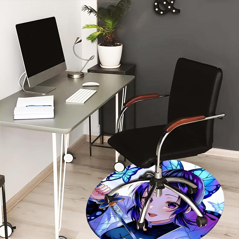 1pc Butterfly Warrior with Sword Round carpet, Made of Polyester,Perfect for Decorating Office Chairs, Living Rooms,Vibrant Decorative Rug