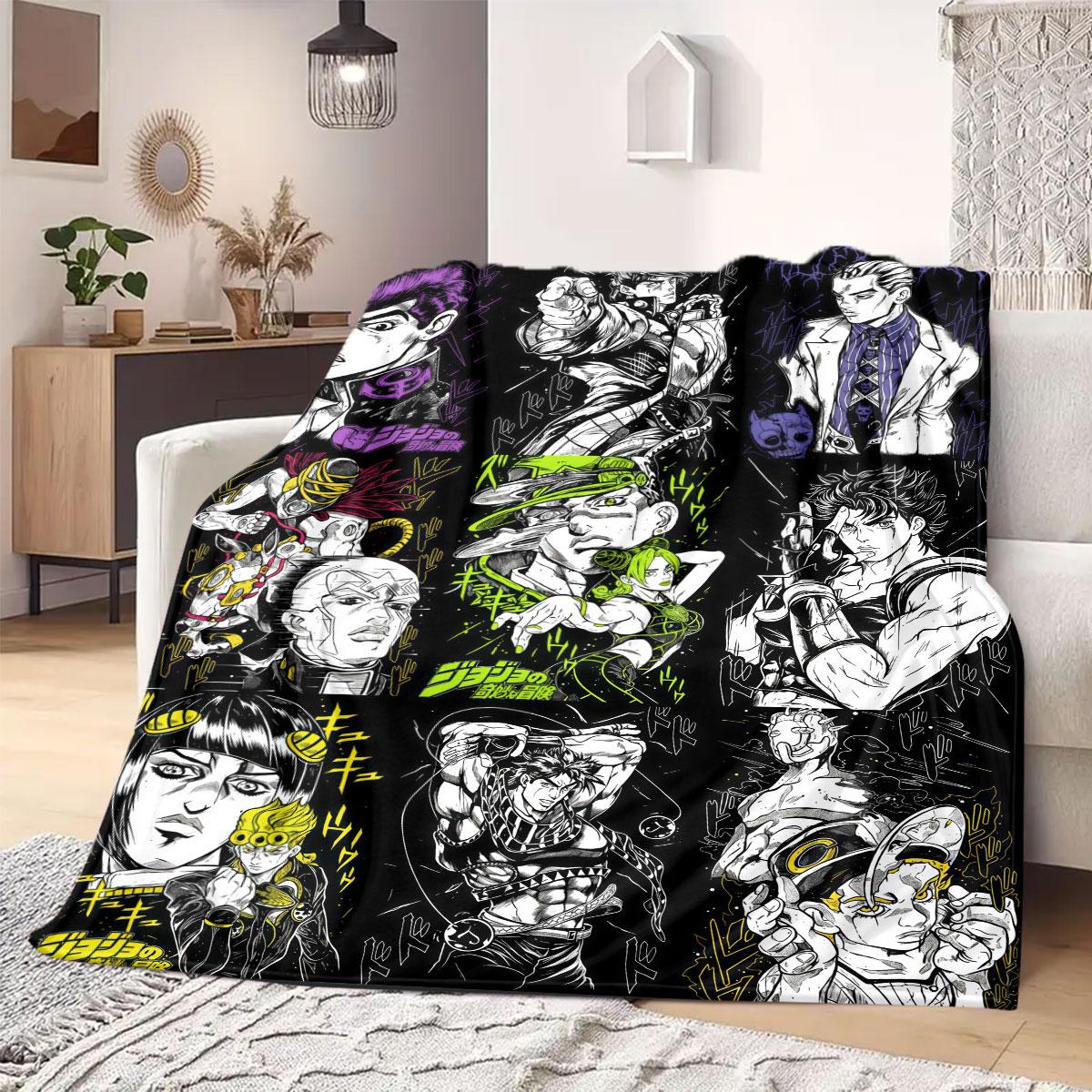 

JOJO anime Flannel Blanket Warm,Comfortable,Suitable for Bedrooms,Sofas,Beds,Chairs,Picnics,Travel 75x90cm