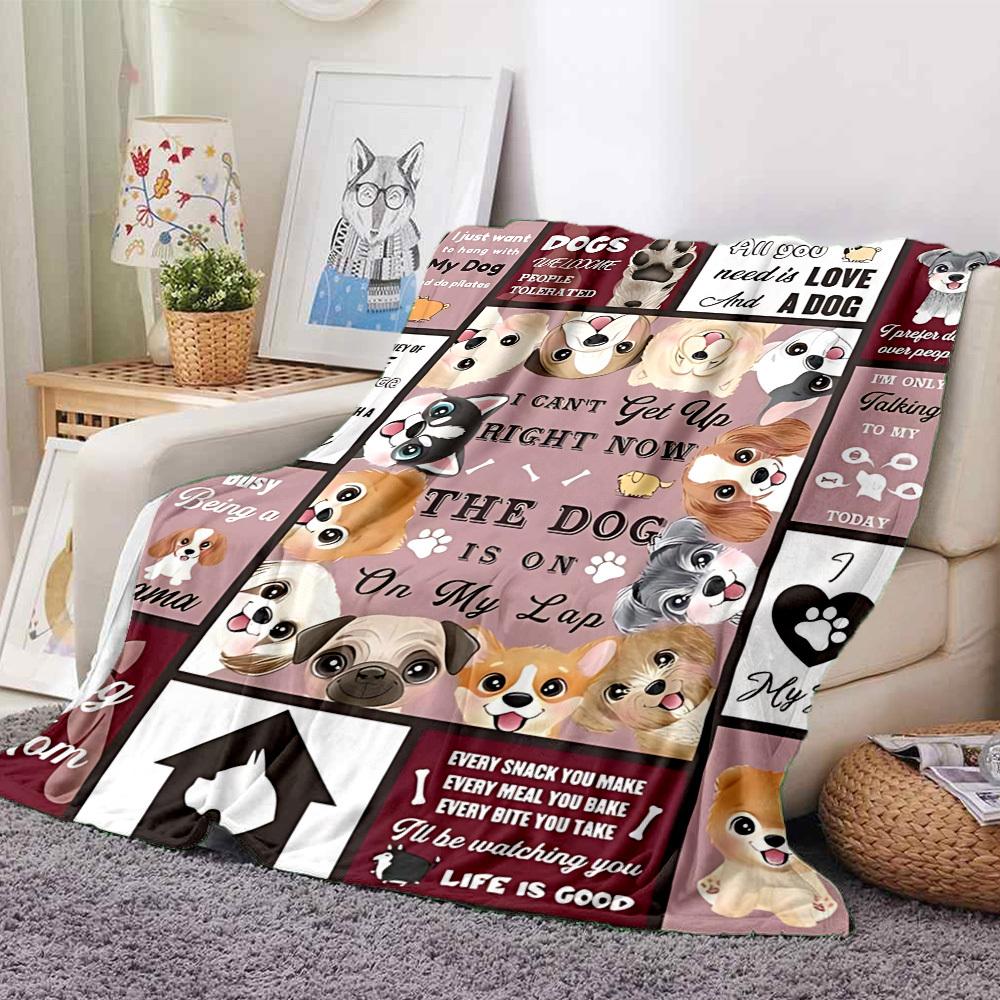 1PC Dog Quotes Print Blanket, Soft Throw Blanket - Warm & Cozy for Couch, Bed, Office, and Travel Yy250912165