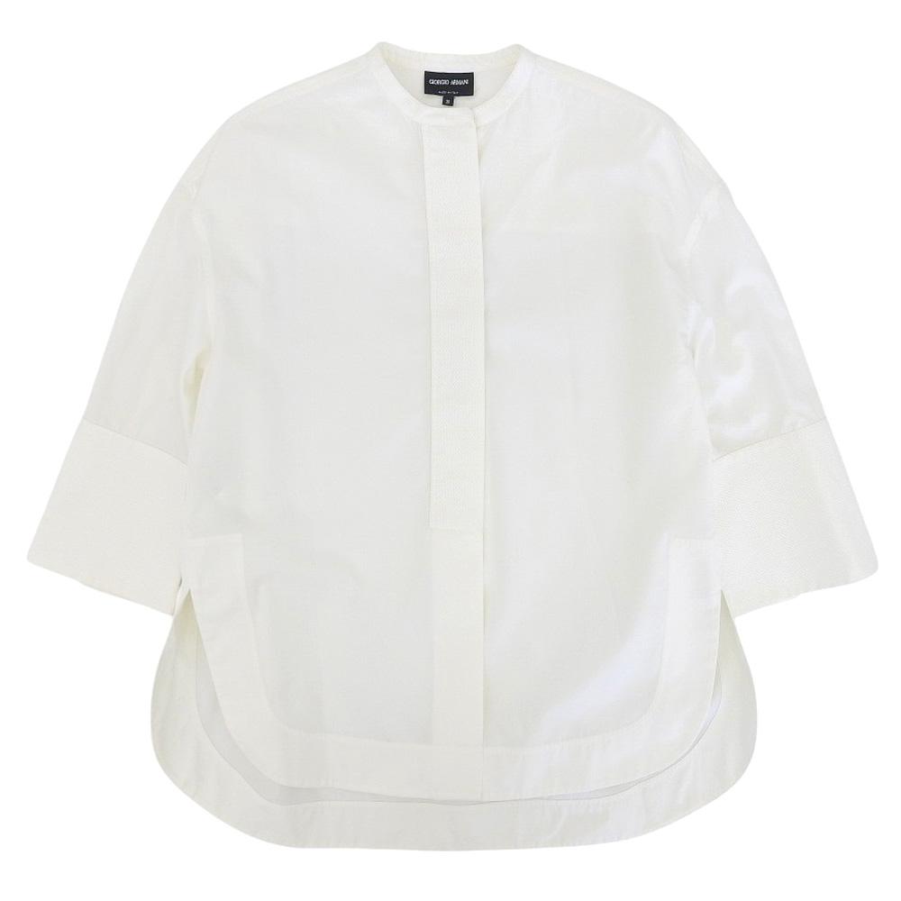 Giorgio Armani Beautiful Collarless Blouse Top for Women, White, Size 36, 0SHCCZ14TZ350 Tops 36 whiteUsed