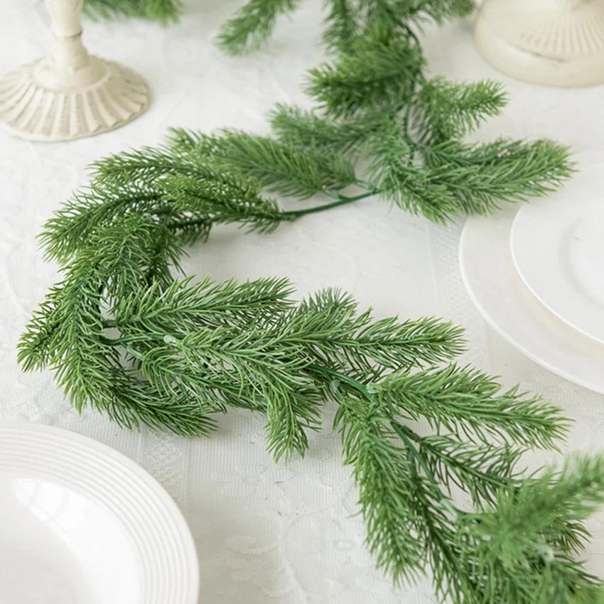 2M Mesh Pine Leaves Artificial Plants Christmas tree decoration Grass vine skewers Outdoor garden Home Wedding Photography props
