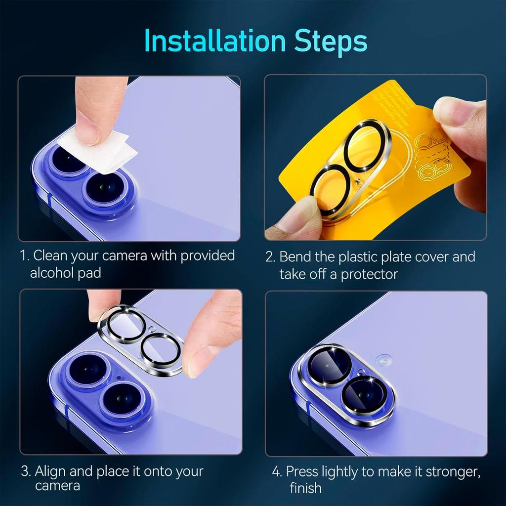 4PCS Camera Lens Screen Protector Cover for For Iphone 16 Plus Pro 16Plus For Iphone16 Tempered Glass Protection Film Phone Accessories
