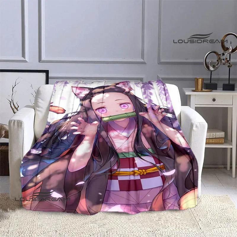 Demon Slayer Cartoon Deka s potiskem Dětské Teplé deky Flanel Měkká a pohodlná podšívka do postele Dárek k narozeninám