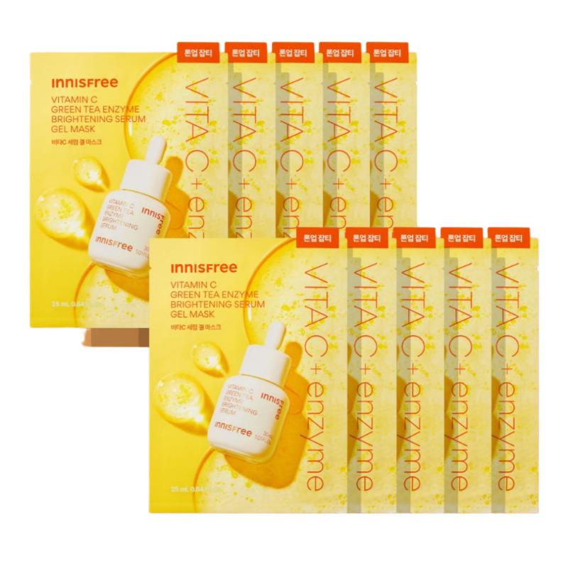 Innisfree Vitamin C Green Tea Enzyme Brightening Serum Gel Mask 25mL × 10 Sheets