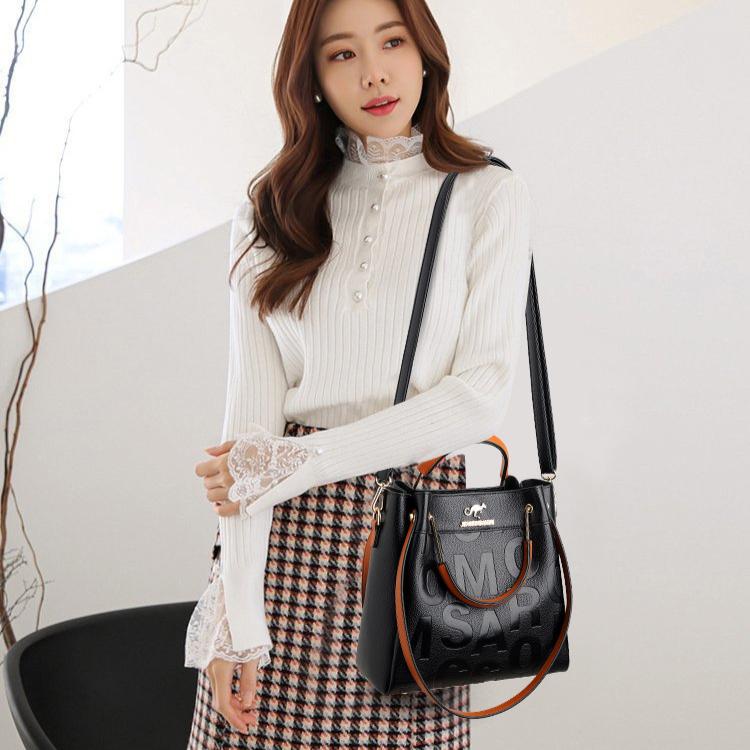 Handbag, Outdoor Crossbody Bag, Large Capacity Stylish Soft Leather Embossed Shoulder Bag, Women's Bag