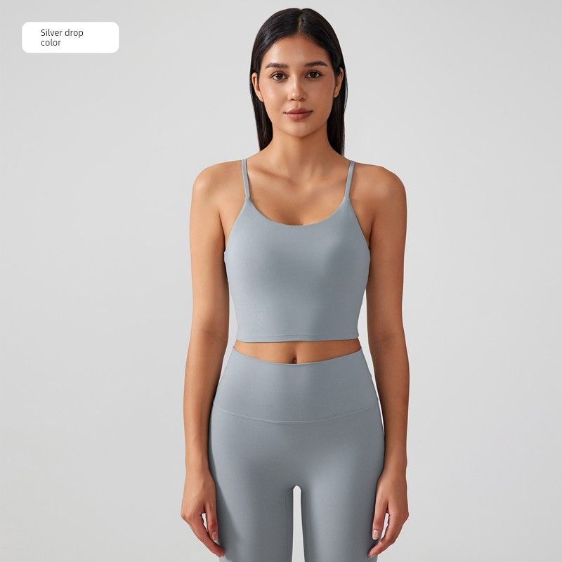 

Lu Same New Sports Intimates Female One-Piece Cup Shockproof Push-up Breast Holding Beauty Back Exercise Workout Yoga Bra L Silver drop color