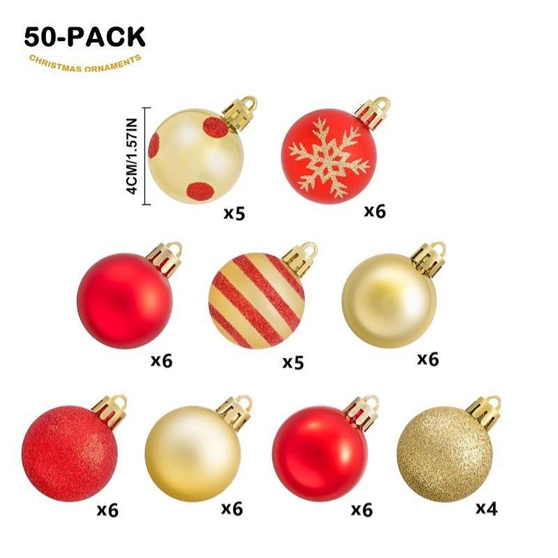 Christmas Ball 4cm Christmas 50 European Christmas Tree Ornaments Pendant Plastic Ball Snowflake Charm
