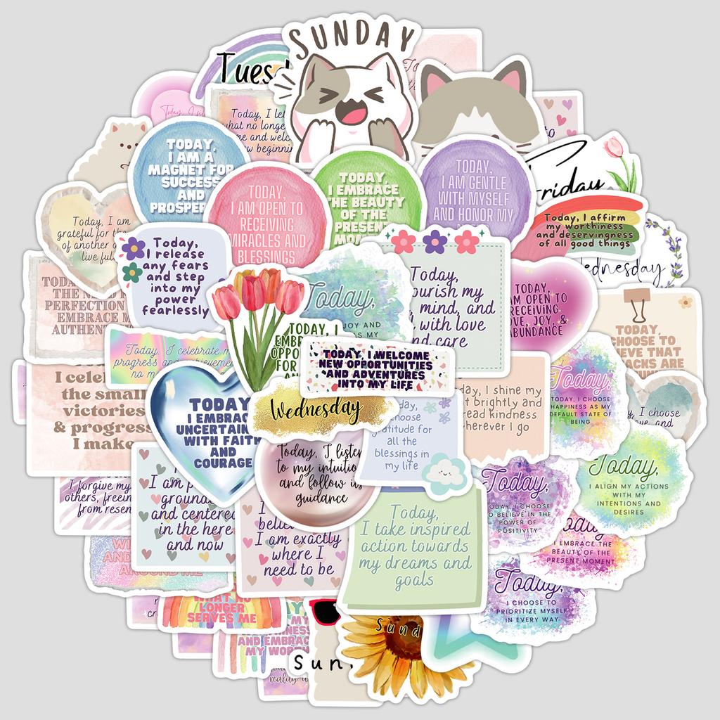 50 New English Phrases Graffiti Stickers Water Cup Computer Skateboard Suitcase Waterproof Decorative Stickers