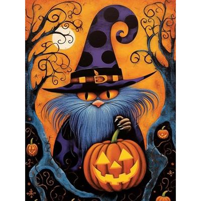 5D Diamond Painting Kit Adult Halloween, Full Diamond Pumpkin Dwarf DIY Rhinestone Embroidery Kit Paint with Diamond Art Home Wall Craft Decor