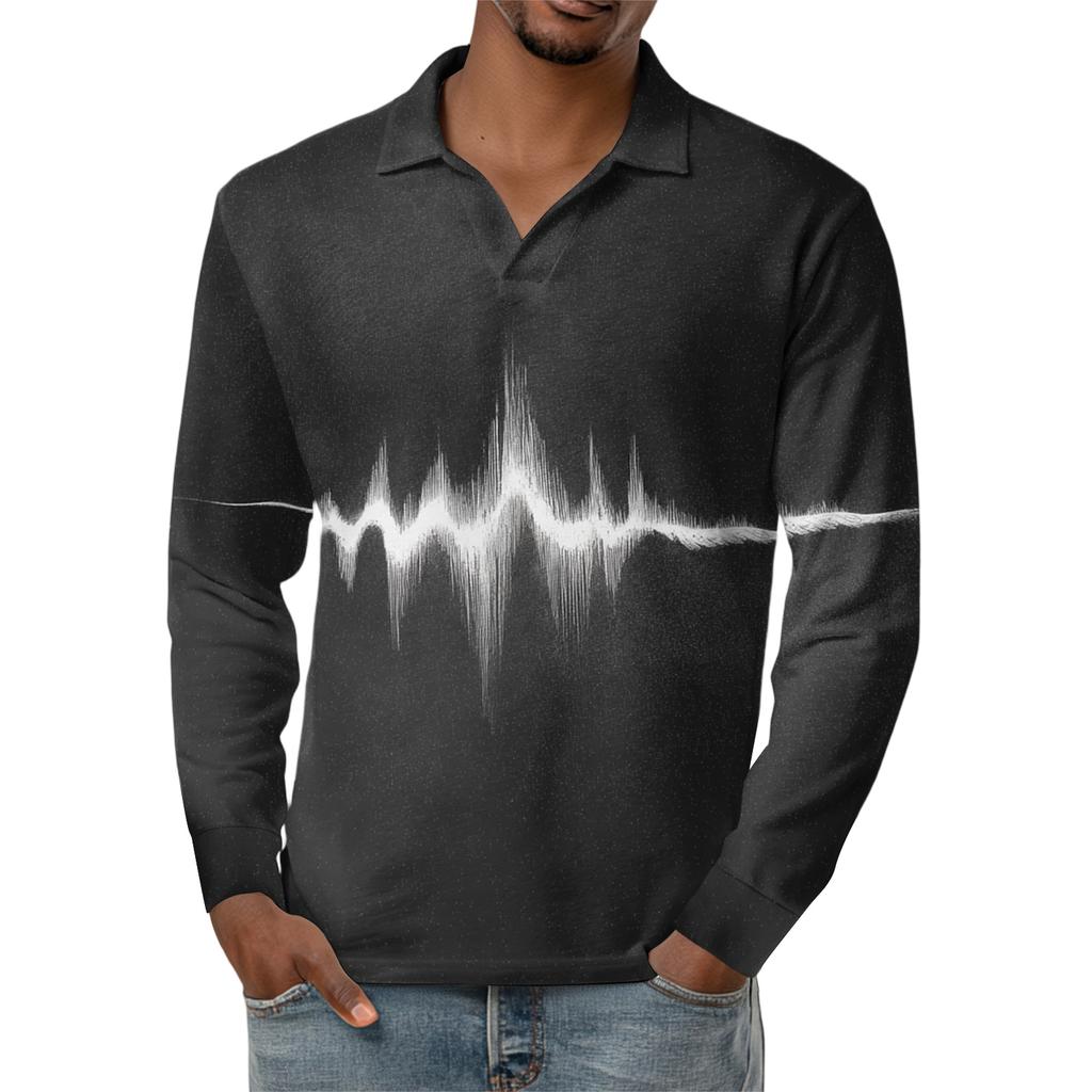 Men's Casual Retro Small V-neck Long-sleeved Top