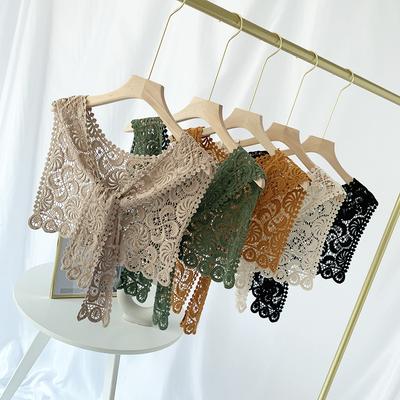Summer Thin Sunscreen Lace Shawl Hollow Versatile Fake Collar With Skirt Outer Silk Scarf Small Shawl Triangle Scarf