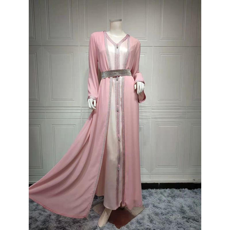 

Европейское и американское осенне-зимнее платье + нижняя юбка Pink 2XL