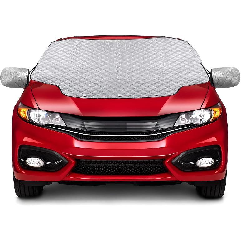 Gintenco Car Windshield Snow Cover, Frost Ice Windscreen Covers With Magnetic Edges, 4 Layers Thickness Snow Protector Covers With Side Mirrors Cover