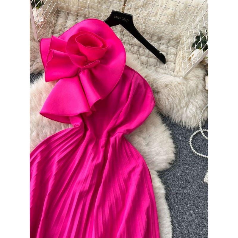 Banquet Three-Dimensional Flowers Silm Long Pleated Skirt