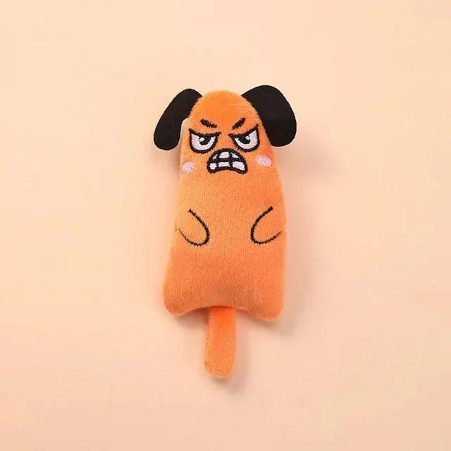 

Cat Toy Tail Doll Catnip Pet Toy, Healing Cute Expression, Short Plush Material Soft Touch жовтий