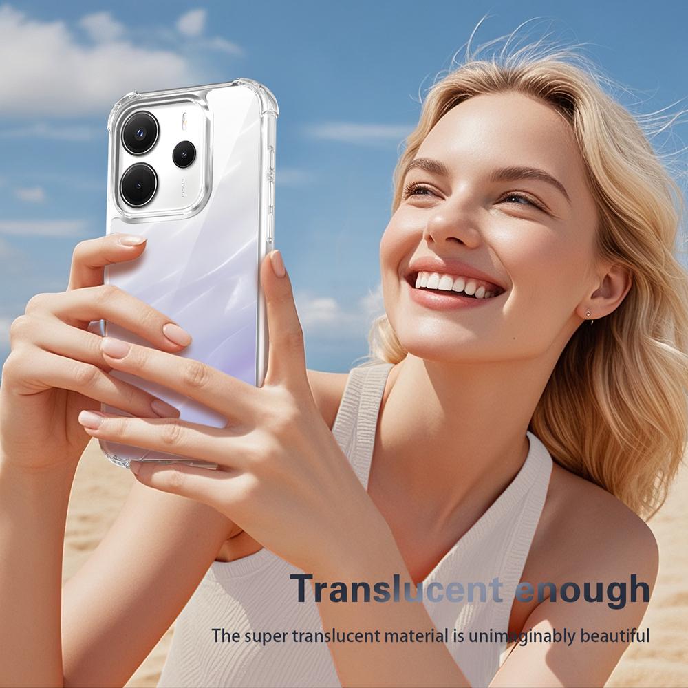KEYSION Four-Corners Shockproof Transparent Case for Redmi Note 14 4G 5G Soft TPU+PC Clear Phone Cover for Redmi Note 14 5G