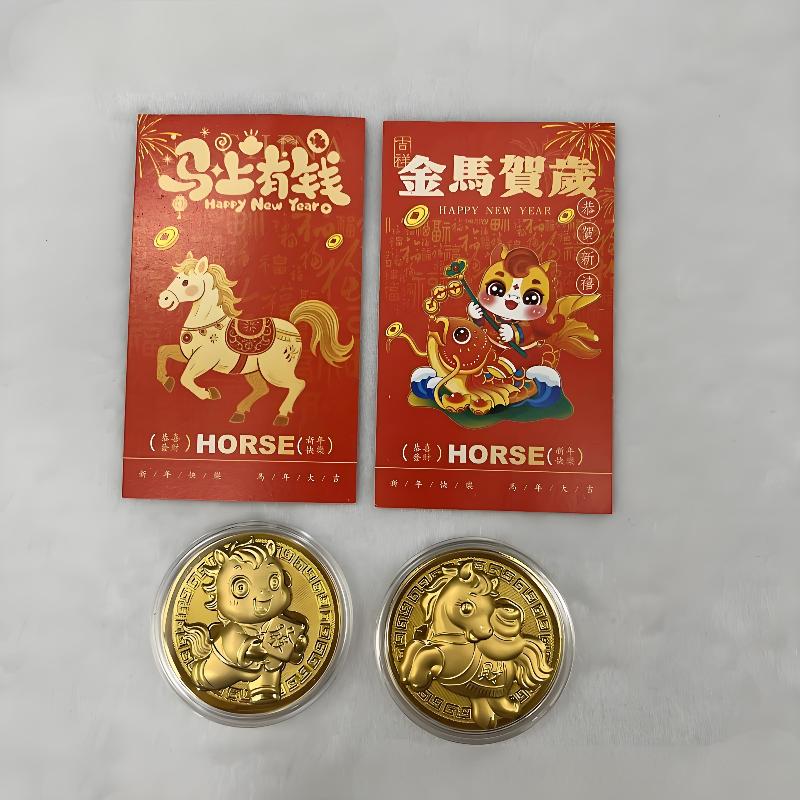 2026 Burç Atı Altın Rengi Hatıra Para Dekorasyon Metal El Sanatları Hatıra Madalya At Yılı