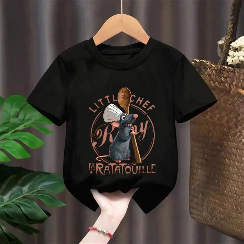 Disney Ratatouille Chef Remy and Little Chef Printed Children's Clothing Cotton Four Seasons Boys and Girls Casual Fashion Top