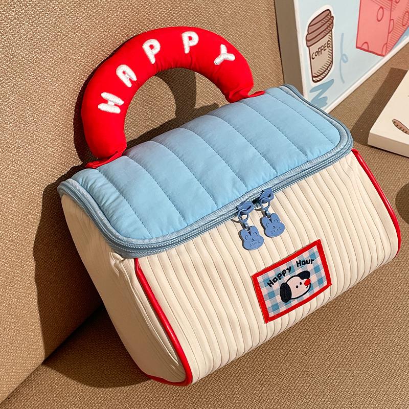 

2026 New Large-capacity Cosmetic Bag Organizer Portable Travel Organizing Bag Cute House Women Girls Toiletries Partition Bags синий