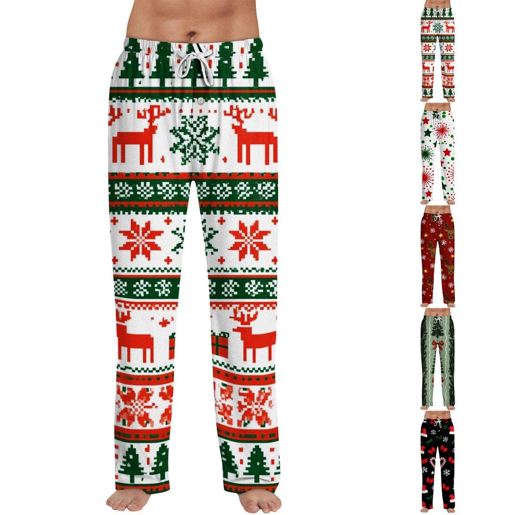 Men's Christmas Print Pajama Pants for and Sleep