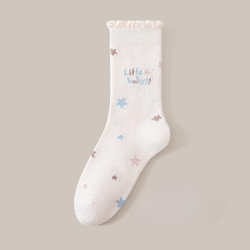 Winter and Autumn Thick and Warm Half-Size Fleece Women's Non-Loose-Material Mid-Calf Stockings Postpartum At-home Maternity Stockings