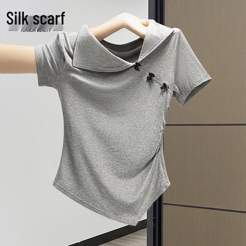 Cyparche Women s Slim-Fit Lapel T-Shirt L