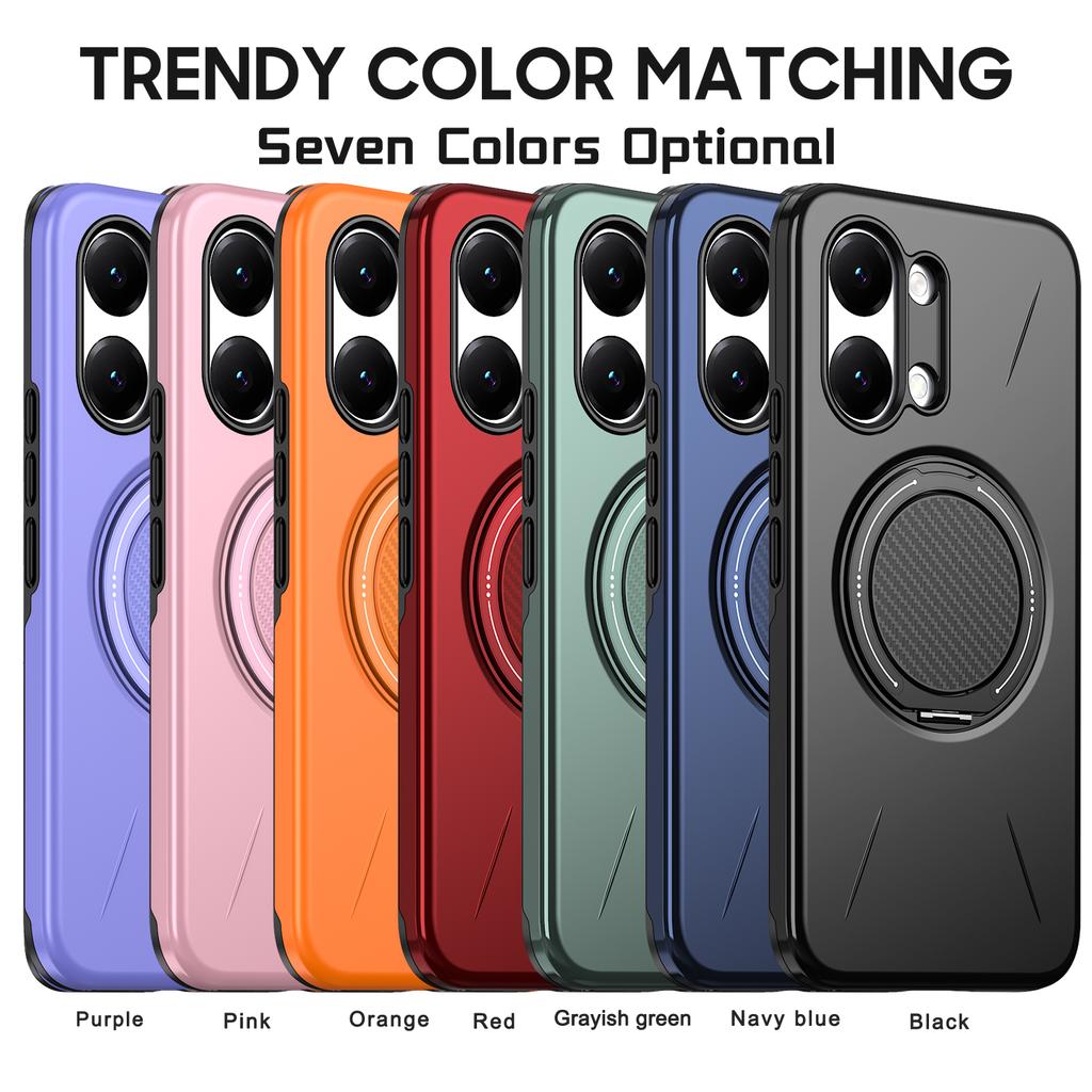 360° Rotating Magnetic Metal Bracket Phone Case For Xiaomi Poco X8 Pro Max Redmi Turbo 5Max TPU Plastic Armor Shockproof Cover