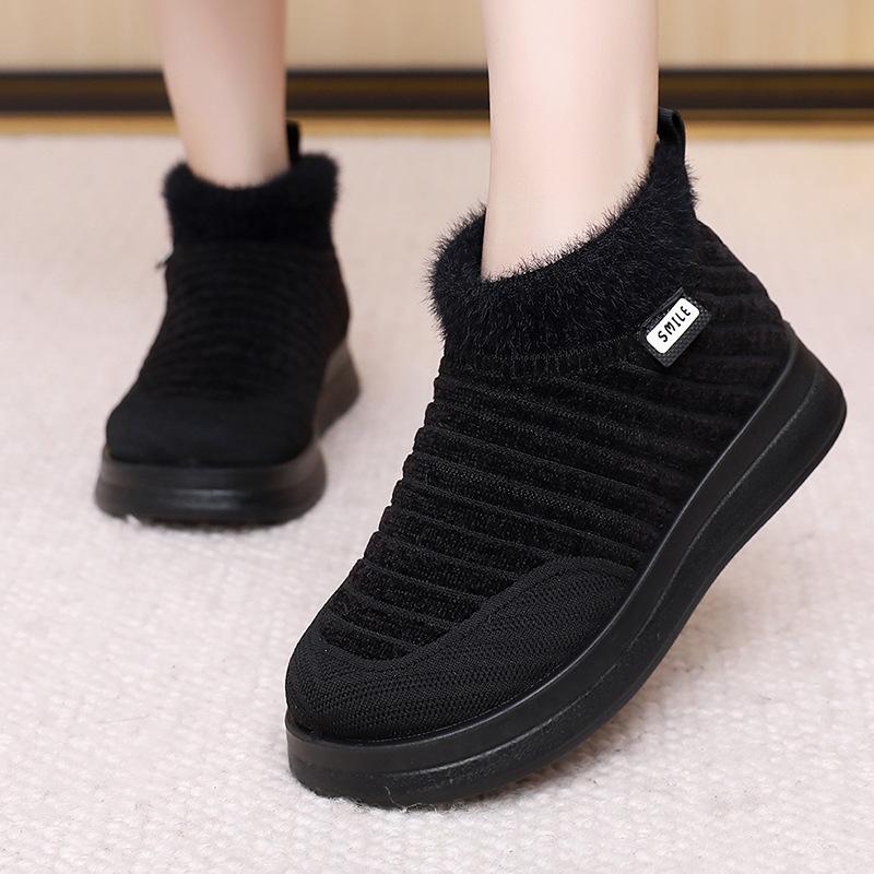 Women's Winter Snow Boots Fuzzy Faux Fur Lined Short Booties for Women Non-Slip Comfortable Fleece Indoor Outdoor House Shoes Warm Walking Shoes