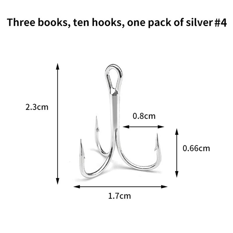 

10pcs Sanben Hooks Lua Hooks Anchor Fishing Hooks Sea Fishing Hooks Triple Claw Anchor Hooks Silver Black Fishing Hooks 2#4#6#8#