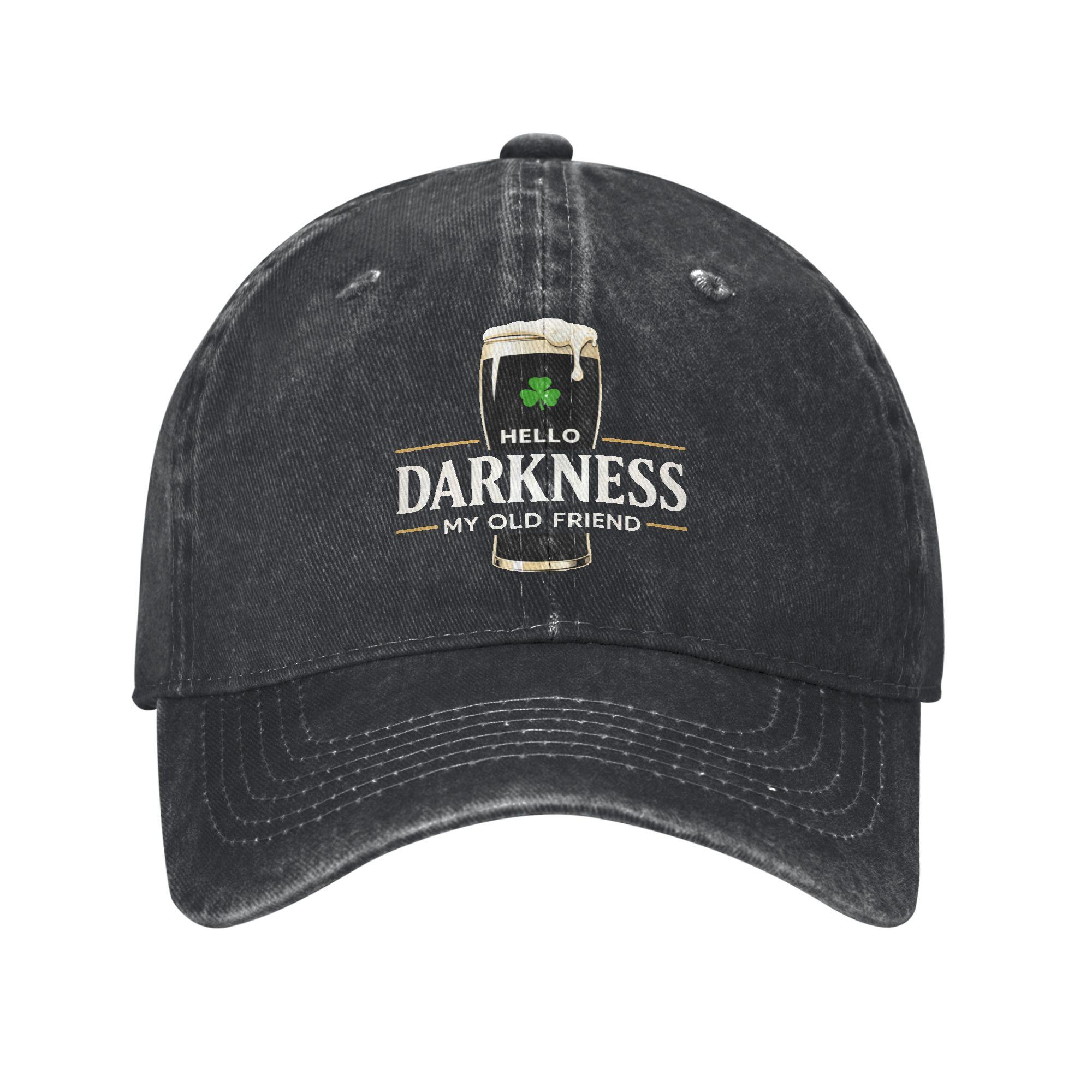 Hello Darkness My Old Friend Irish Shamrock Beer Day Casual Baseball Cap Summer Trucker Hat Adjustable Kpop Rock Snapback Cap One Size