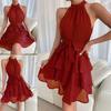 Independent Station Spring Summer European And American New Women'S Clothing Splicing Sleeveless Lotus Leaf Edge Dress