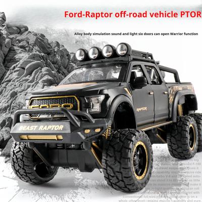 1:24 Scale Simulation Ford Raptor F150 Off-road Alloy Diecast Classic Car Model Supercar Sound Light Boys Toy Gift