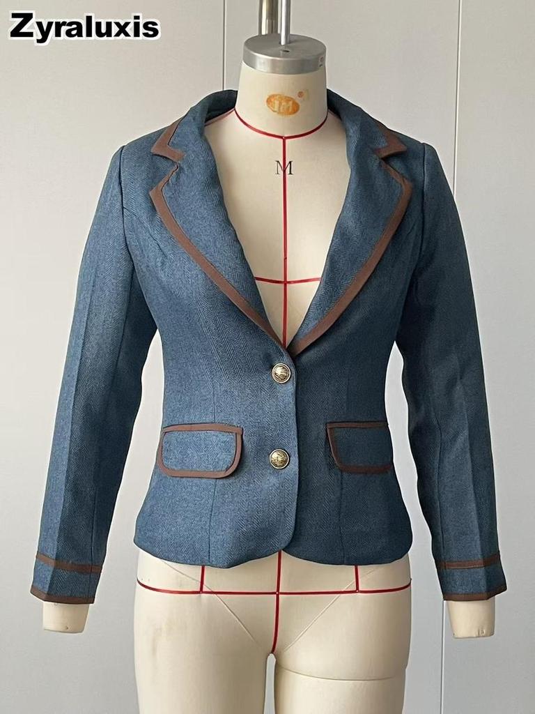 Women's Western Casual Patchwork Jacket Coat with Pockets with Fall Winter