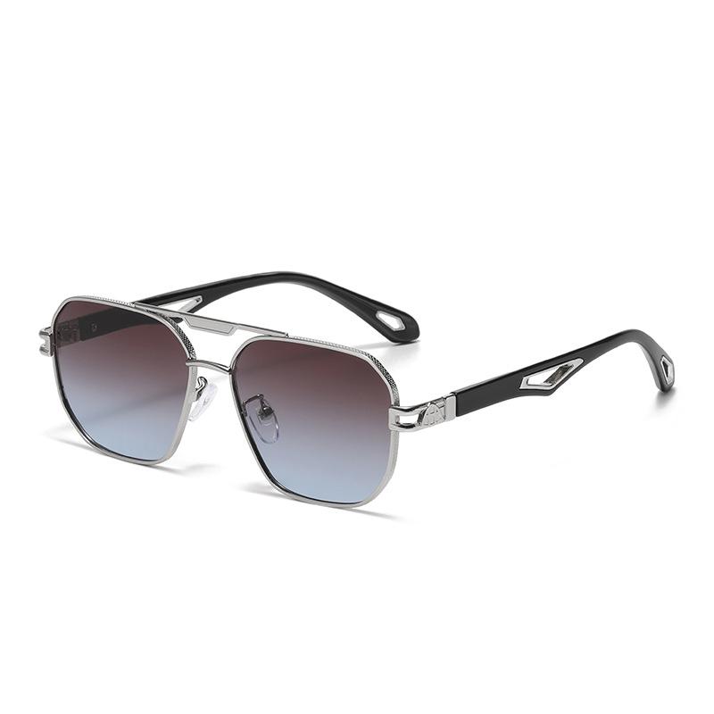 Fashionable Versatile Square Framed Metal Sunglasses Trendy UV Resistant Glasses Going Out Street Photography Walk The Show