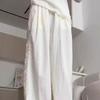 Korean Textured Cream Lace Openwork Pants - Women's Spring/Summer 2025 Petite Patchwork Casuals