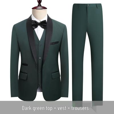 Herren Slim Fit Dreiteiler im koreanischen Stil - Hochzeits- & Business-Formelles Sakko