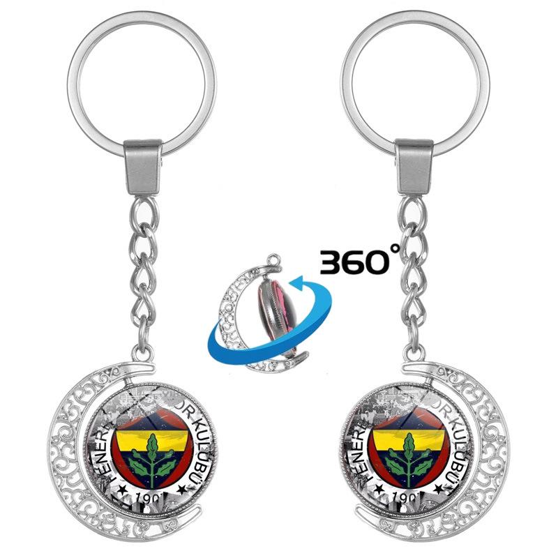 Fenerbahçe Çift Taraflı Dönen Ay Kolye Ucu Zaman Taşı Anahtarlık Hediye