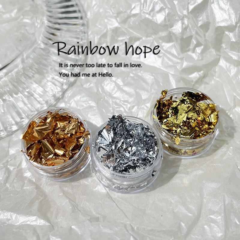 

High-End Electroplated Gold & Silver Leaf Nail Art Fragments for DIY Press-On Nails